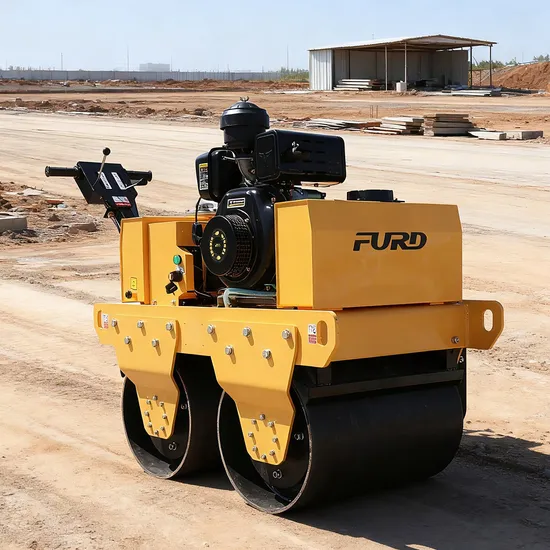 Ручной двухвальцовый виброкаток FURD FYL-S600C 550 кг на стройплощадке
